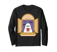 Halloween Ghost Coffee Lover Spooky Season Bat Cute Maglia a Manica