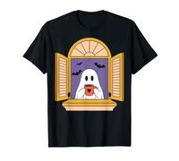 Halloween Ghost Coffee Lover Spooky Season Bat Cute Maglietta