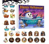 Halloween Ghost Countdown Calendar, 24-Day Reading Decoration Chart, 12.6x11.02x2.36 Inches 2d Acrylic Haunted House Display for Tree Indoor Home Wall Spooky Party Seasonal Event