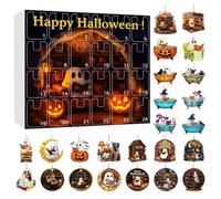 Halloween Ghost Countdown Calendar, 24 Day Reading Ghost Countdown Calendar, 2D Acrylic Halloween Decorations for Indoor Display, Haunted House, Tree, Shelf, Table, Classroom, Party Decor