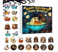 Halloween Ghost Countdown Calendar, 24 Day Reading Ghost Countdown Calendar, 2D Acrylic Halloween Decorations for Indoor Display, Haunted House, Tree, Shelf, Table, Classroom, Party Decor