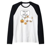 Halloween Ghost Cute Dog And Pumpkins, Trick-or-Treat, Boo! Maglia con Maniche Raglan