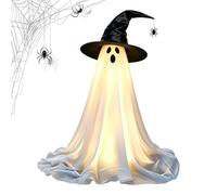 Halloween Ghost Decor - 145cm Lighted Witch Hat Decoration For Yard | 145cm Ghost With Witch Hat Is Suitable For Indoor And Outdoor Displays, Including Patios, Haunted Houses, And Fireplaces