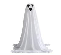 Halloween Ghost Decor - 59.06 inch Glowing Ghost Party Prop for Home Garden, Yard Lawn with Hanging Function, Giant Scary Decoration for Porch Pathway, White Fabric, Holiday Parties