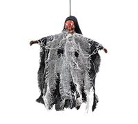 Halloween Ghost Decor, Hanging Chain Specter Ornament Outdoor Prop, Red/Yellow/Black Spooky Party Accessory for Haunted House Garden Yard Patio Tree Porch Bedroom Wall Display