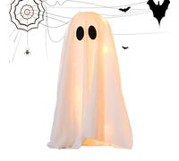 Halloween Ghost Decor, Light Up Table Ornament, Scary Decoration with Glowing Effect, Sturdy and Reusable Build, Haunted Display for Bedroom, Birthday, Party, Holiday, Home Use, White