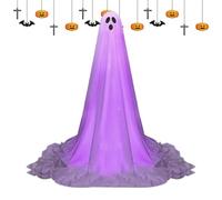 Halloween Ghost Decor, Outdoor Lighted Display, Spooky Yard Figure, Adjustable Height Feature, Glowing Night Effect, Porch Setup, Front Lawn, Haunted Scenes, Backyard Celebrations