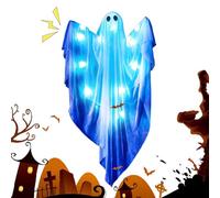Halloween Ghost, Dimmable Light Up Hanging Decoration with Glowing Lights and Spooky Sounds, Indoor Outdoor Figurine Statue for Yard Door Porch Garden Haunted House Party Home Holiday Scary Decor