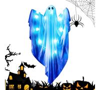 Halloween Ghost - Fabric PP 120x60x16 cm | Halloween Ghost Decorations | Garden Ghoѕt with String Light, Lighted Led Ghoѕt Glowing Statue Cute Scary with Sounds for Indoor Outdoor Home