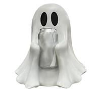 Halloween Ghost Figurine, Resin Can Holder, 22x10x5cm/8.66x3.94x1.97 inches Festive Sculpture Decoration, Spooky Desktop Accent, 1 Piece, White for Home, Table, Party, Shelf, Use