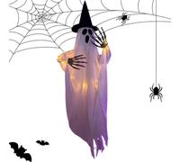 Halloween Ghost | Hangable Spooky Outdoor Decoration With LED Lights | Halloween Ghost Decorations | Ideal For Outdoor Indoor Front Door Porch Garden Yard Lawn Fireplace Mantel Home Party Haunted