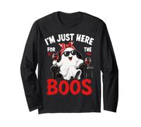 Halloween Ghost Just Here for The Boos Divertente Halloween Maglia a Manica