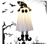 Halloween Ghost Light, Hanging Ghosts Pendant Decoration Lamp, 18.11x6.5 inches, Outdoor Lighted Halloween Ornaments for Garden, Lawn, Porch, Patio, and Backyard