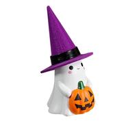 Halloween Ghost Light Up Decor - Resina LED Ghost Figurine with Witch Hat, Spooky Holiday Ornament | Lighted Cute Statue For Party Fireplace Tovaglia Tabletop Shelf Tiered Tray Home Seasonal