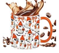 Halloween Ghost Mug, Spooky Ceramic Cup, 3.74x3.15 inches, 350ml Travel Drinkware, Ergonomic Handle Design, Ideal for Coffee, Milk, Tea, Juice, Ice Water, Beer, Party Beverage, Seasonal Home