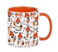 Halloween Ghost Mug, Spooky Ceramic Cup, 3.74x3.15 Inches Traveling Beer Drinkware, 350ml Drinking Mugs with Ergonomic Handle for Milk Coffee Ice Water Juice Tea Beer and Festive Beverage Enjoyment