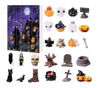 Halloween Ghost Ornament Avvent, Spooky 24 pezzi Skull Avvent Calendar 10.24x7.09x1.18 pollici, decorazioni del conto alla rovescia stagionale per scuola, ragazzi, bambini, adolescenti, famiglia, viva