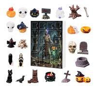 Halloween Ghost Ornament Avvent, Spooky 24 pezzi Skull Avvent Calendar 10.24x7.09x1.18 pollici, decorazioni del conto alla rovescia stagionale per scuola, ragazzi, bambini, adolescenti, famiglia, viva