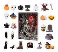 Halloween Ghost Ornament Avvent, Spooky 24 pezzi Skull Avvent Calendar 10.24x7.09x1.18 pollici, decorazioni del conto alla rovescia stagionale per scuola, ragazzi, bambini, adolescenti, famiglia, viva