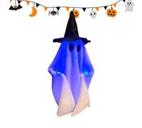 Halloween Ghost - Outdoor Decor Battery Operated Lighted | Witch Hat Ghost Lights Cute Spooky Realistic for Garden, Porch, Patio, Home, Haunted House or Hanging Halloween Decoration
