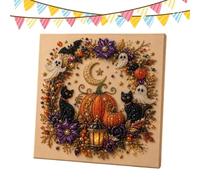 Halloween Ghost Pearl Art DIY Kit - 3D Mosaic Craft Set | 8x8 In Canvas