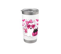 Halloween Ghost Pink Bow Holding Ice Coffee con Kitty cat Bicchiere termico in acciaio inox doppia parete