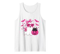 Halloween Ghost Pink Bow Holding Ice Coffee con Kitty Cat Canotta