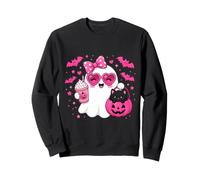 Halloween Ghost Pink Bow Holding Ice Coffee con Kitty Cat Felpa