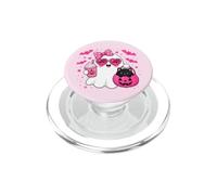 Halloween Ghost Pink Bow Holding Ice Coffee con Kitty cat PopSockets PopGrip per MagSafe