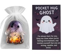 Halloween Ghost Pocket Hug,Ghost Inspirational Reminder Hugs for Friends,Pockets Hug Ghost with Encouragement Card,Emotional Support Token,Inspirational Gift for Friends (Purple)
