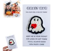 Halloween Ghost Pocket Hug, Ghost Inspirational Reminder Pocket Hugs, Crochet Ghost con biglietto di auguri, Thinking of You Pocket Charm per Halloween, Ringraziamento Natale