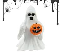 Halloween Ghost Pumpkin Figurine - Spooky Resin Sculpture with Pumpkin Ornament Design | Desk and Tabletop Decoration for Bedroom, Entryway, Cabinets, Centerpiece, Bookshelf, Desktop, Holiday and Part