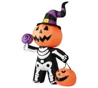 Halloween Ghost Pumpkin Prop - Halloween Skeleton Ghost Pumpkin Gonfiabile Decor, Halloween Skeleton Pumpkin Gonfiabile, Indoor Outdoor Halloween Atmosphere Decor for Lawn, Balcony