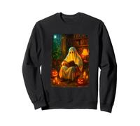 Halloween Ghost Reading Books Teacher Librarian Halloween Felpa