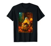 Halloween Ghost Reading Books Teacher Librarian Halloween Maglietta
