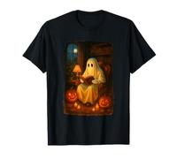Halloween Ghost Reading Books Teacher Librarian Halloween Maglietta