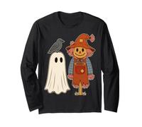 Halloween Ghost Scarecrow Crow Autumn Spooky Season Maglia a Manica