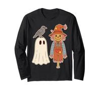 Halloween Ghost Scarecrow Crow Autumn Spooky Season Maglia a Manica