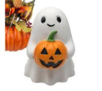Halloween Ghost Sculpture - 13/11/11 Inches Holding Pumpkin Statue Crafts for Gothic Wedding, Haunted House Setup with Spooky Accent, Ghosts Ornament for Tabletop Centerpiece, Holiday Display