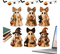 Halloween Ghost Statue - 6-pieces Ghost Wooden Double-Sided Rustic Statue