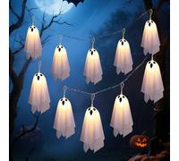 Halloween Ghost String Lights - LED Hanging Ghost String Light Decor | 10 Pieces Flying Ghosts Lamps With 8 Modes Ambient Lighting for Indoor Outdoor Patio Garden Yard Porch Tree