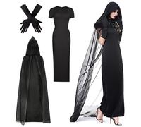 Halloween Ghosts Costume Regina Sposa di Fantasmi Costume Halloween Donne, Fantasma Sposa Costumi Carnevale Signora Adulti Vestito Vampiro Strega Sacerdotessa Cosplay(L)