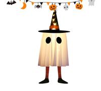 Halloween Ghosts Ornament, Glowing Ghosts Pendant Decor with Witch Hat Tree, Horror Holiday Decorations for Courtyards Porch Living Room Wall Patios Yard Party Setup, 20x20x60cm