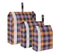 Halloween Gingham Check Plaid Pattern 3 Set di Imballaggio Borse Da Viaggio Armadio Organizzatore Borse Bagagli Organizzatori Pieghevole Salvaspazio Borsa