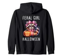 Halloween Girl Racoon Zucche Divertenti Spettrali E Feral Felpa con Cappuccio