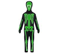 Halloween Glowing Skeleton Jumpsuit For Kids, Skeleton Costume Kids, Cosplay Bodysuit Gloves Head Cover For Children Toddler Performance School Masquerade Party Holiday