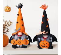 Halloween Gnomes, 2-Piece Gnome Figurines, Faceless Plush Dwarf Ornaments, Soft Holiday Decorations, Cute Fall Decor for Indoor Outdoor Sofa Bedroom Window Tabletop Display