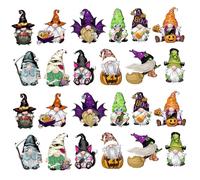 Halloween Gnomes Decorazioni alberi 24pcs Wooden Witch Gnome sospeso Ornamenti di Halloween per albero, finestra, ghirlanda, forniture per feste fate nane