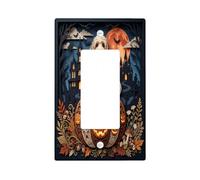 Halloween Golden Doodle Zucche Decor Singolo Rocker Interruttore Della Luce | Jack-o'-lantern, casa infestata, foglie autunnali, arte tagliata su carta, atmosfera spettrale, regalo per gli amanti degli