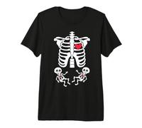 Halloween Gravidanza Aspettando Gemelli Scheletro Neonati Maglietta Premium